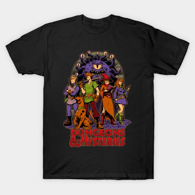 Dungeons and Mysteries - RPG Vintage Dog Cartoon T-Shirt by Studio Mootant